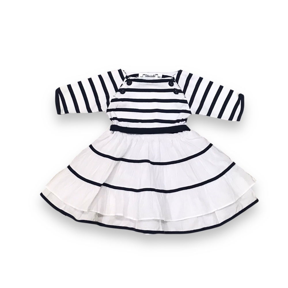 🆕 French Navy & White Stripe Sailor Nautical Dress